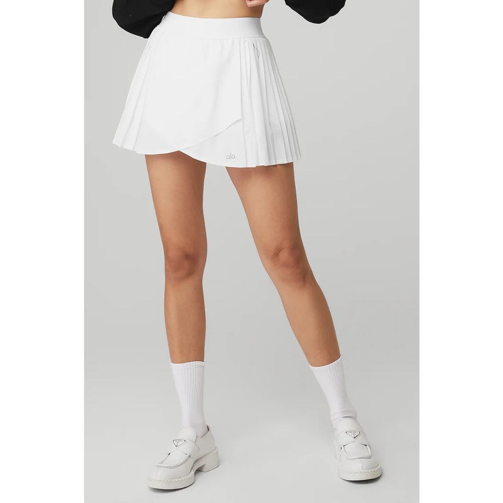 NWT Alo Aces Tennis Skirt White Size S Pleated Athletic Activewear
